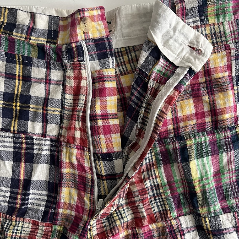 The Vermont Country Store Men's 38 Shorts Plaid Patchwork Madras Cotton Preppy - Picture 7 of 12
